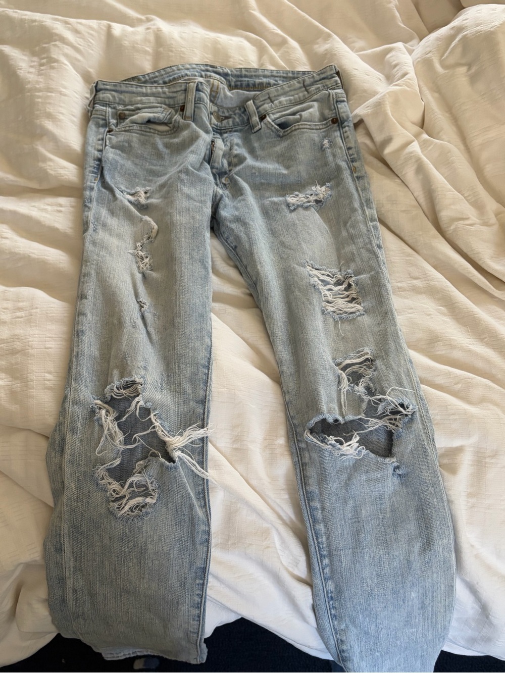 Ralph Lauren Men's Light Blue Distressed Jeans